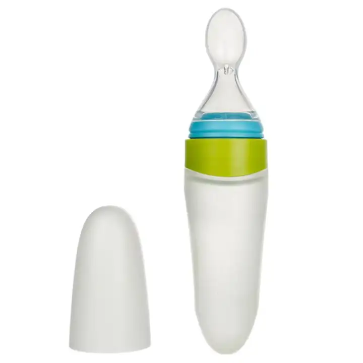 New Baby Toddler Squeeze Feeder Silicone Spoon Bottle Feeding