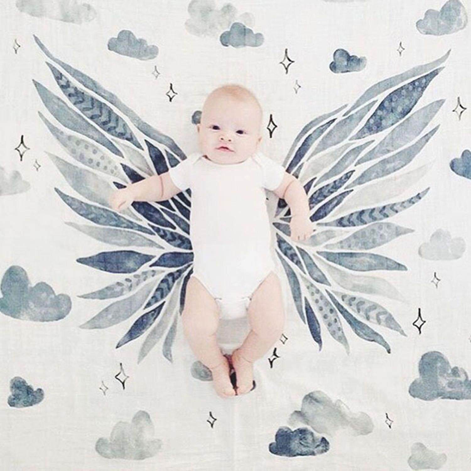 Selimut Bayi Yang Baru Lahir Musim Panas Cetak Katun Swaddle Pembungkus Lembut Kain Kasa Bayi Handuk Mandi Warna: satu Lapisan-Wing-Internasional