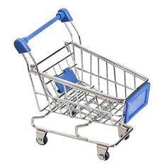 niceeshop(TM) Mini Supermarket Handcart Shopping Utility Cart Mode Desk Storage Toy,Dark Blue