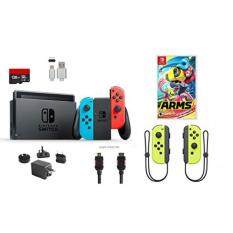 Nintendo Switch Bundle (7 items): 32GB Console Neon Red Blue Joy-con, 128GB Micro SD Card, Nintendo Joy-Con (L/R) Wireless Controllers Yellow, Game Disc-Arms, Type C Cable, HDMI Cable Wall Charger