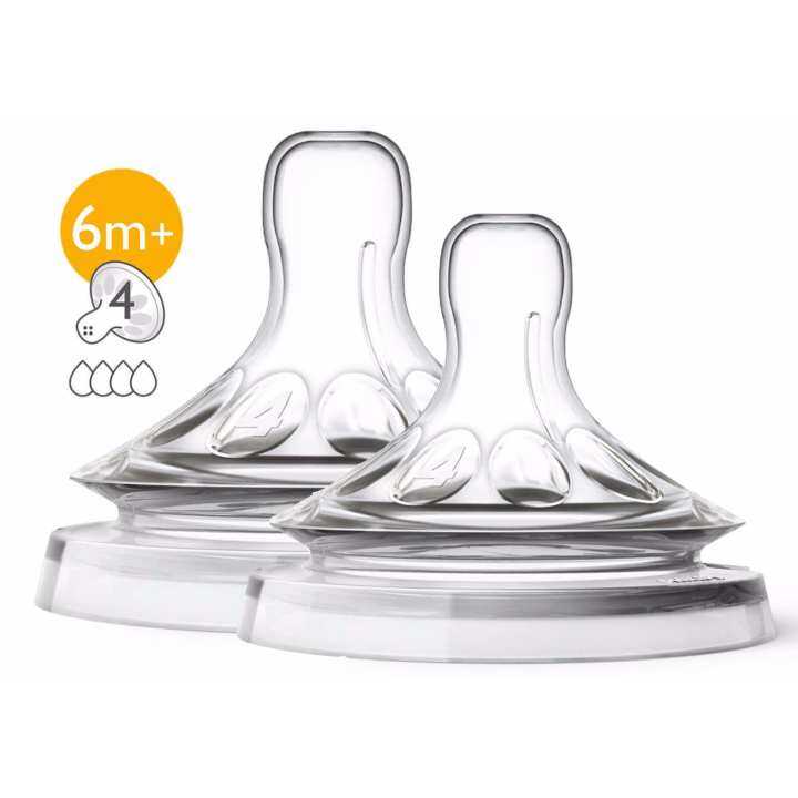 Philips Avent Teats Natural 2.0 (4 Holes) Fast Flow 6 months (2pcs) Lazada