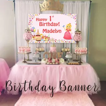 Princess Design Birthday Banner Party Backdrop With Your Own Name