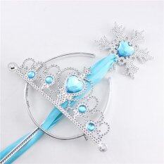 Veecome Princess Dress Up Accessories Tiara Crown and Snowflake Wand Set Cosplay Accessories For Children