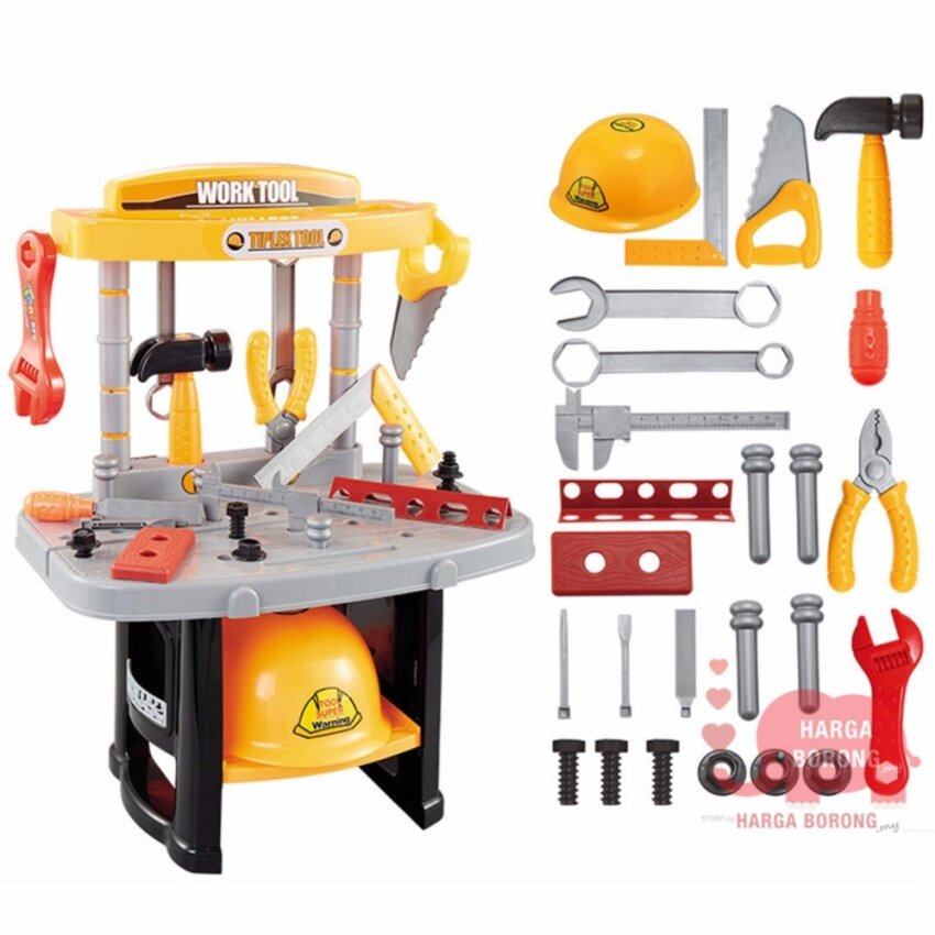 QTOYS Engineer Tools Workbench Table Kids Playset Simulation Role Pretent Play Toys 777501-A