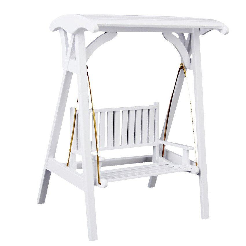 Cestlafitdollhouse Furnitur Miniatur Taman Ayunan Kayu Kursi Goyang Putih 1/12-Internasional