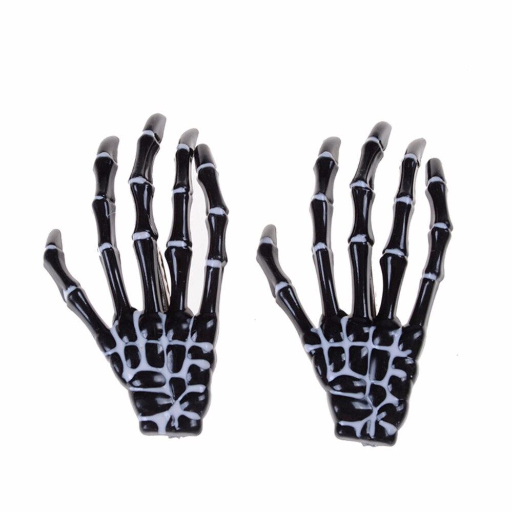 Skull Skeleton Hand Bone Claw Hairpins Hair Clips Special Halloween Black - intl