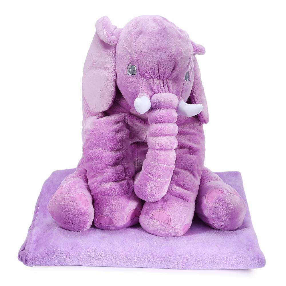 Boneka Lucu Simulasi Giant Gajah Mewah Doll Mainan Bantal dengan Selimut Ulang Tahun Hadiah Natal-Internasional
