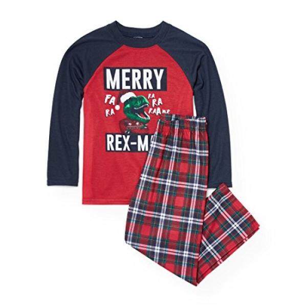 The Childrens Place The Childrens Place Big Boys Dinosaur Christmas Pajamas, Ruby 90483, S (5/6) - intl