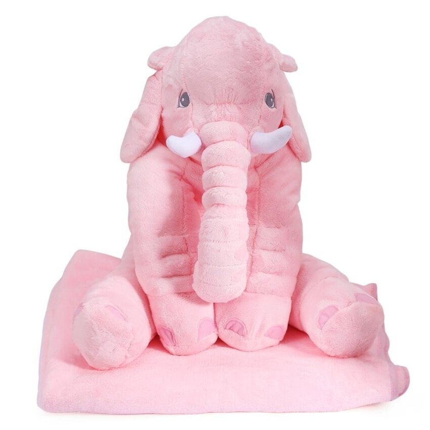 Mainan Boneka Boneka Lucu Simulasi Giant Gajah Mewah Dolltoy Bantal dengan Hadiah Ulang Tahun Natal Selimut (Dangkal Merah Muda) -Internasional