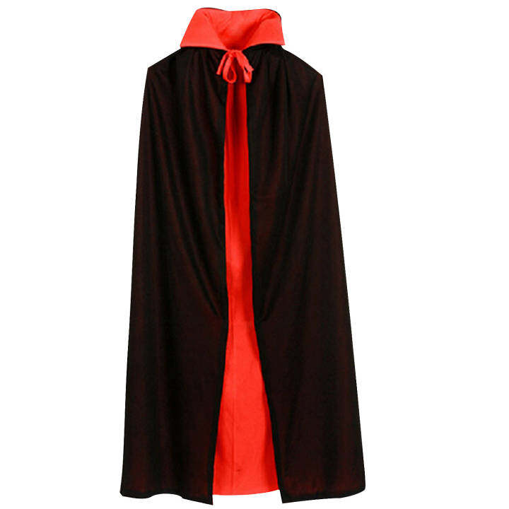 Vampire Dracula Cloak Cape for Children Kid Halloween Fancy Dress Costume 90cm Long Black Red Reversable