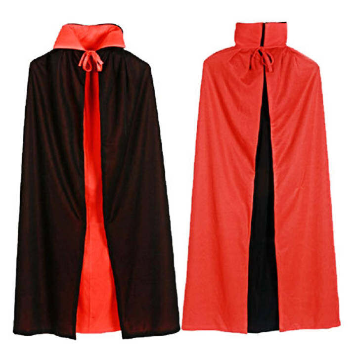 Vampire Dracula Cloak Cape for Women Female Halloween Fancy Dress Costume 120cm Long Black Red Reversable