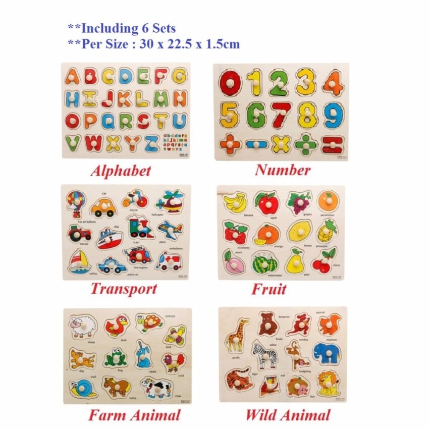 Wooden Puzzle Board Montessori Teaching Shape Cognitive Board Baby Puzzle Jigsaw Early Childhood Educational Toys 6 Sets