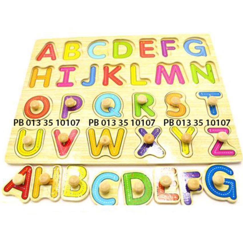 Wooden Toys ABC Alphabets Plain Knobs Puzzle