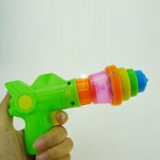 Yunmiao 2 In 1 Disc and Gyro Launcher with 2 Plastic Disc Glowing Gyro Flying Saucer Shooter Gift for Kids Random Color