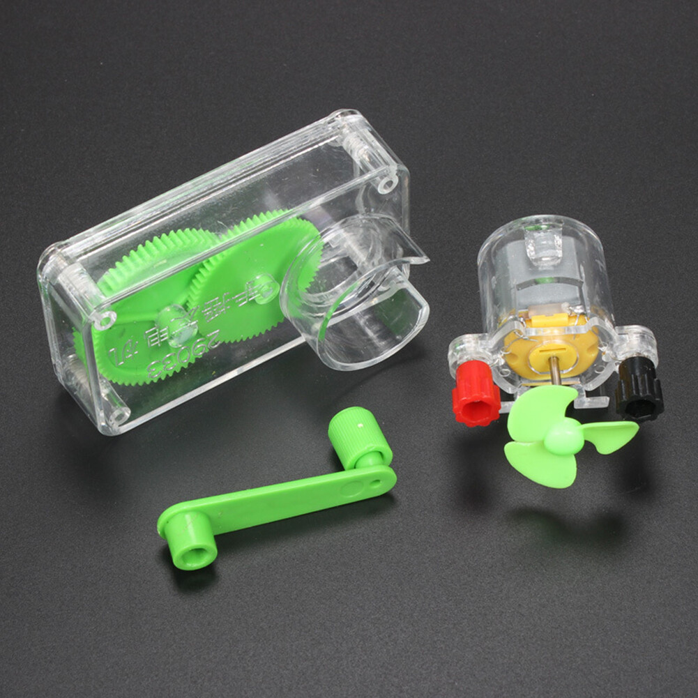 Children DIY Hand Crank DC Generator Model Fan Kit Experiment Kid Education Toy