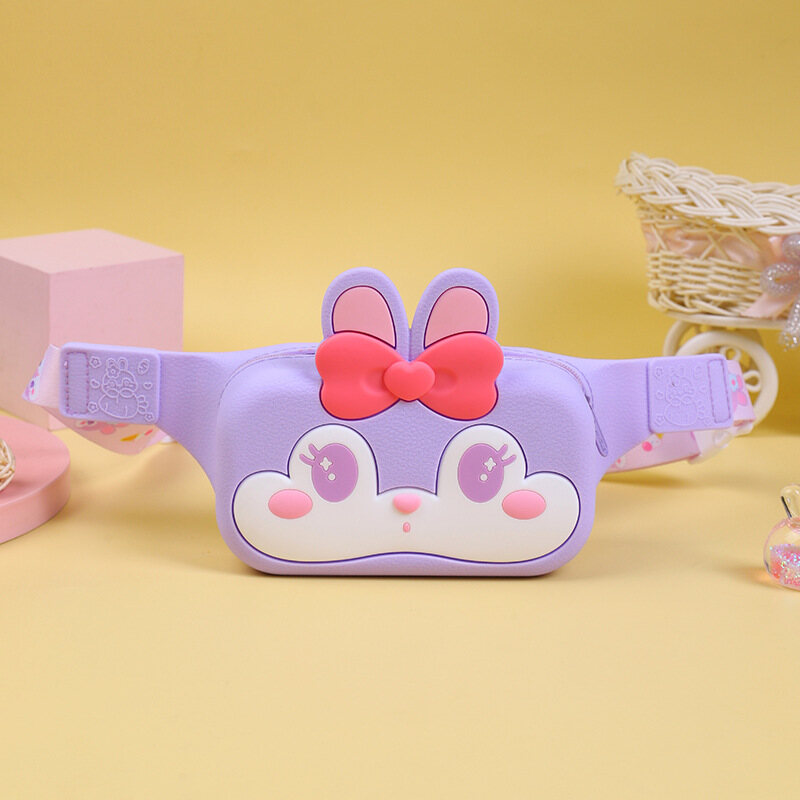 IP Cute Rabbit silicone chest pack cartoon student diagonal span pack Strawberry Bear children's pack