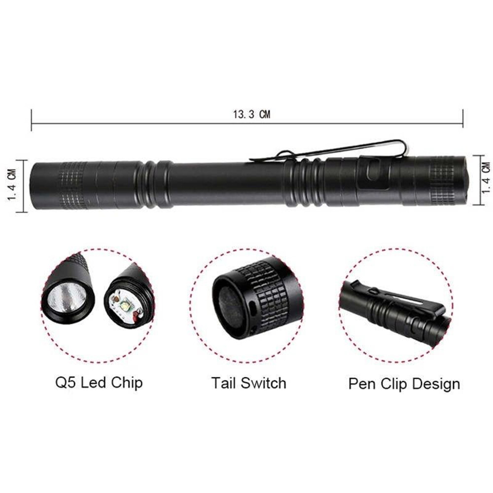 250000lm mini LED Penlight đèn Pin đèn pin Clip Pocket đèn chống nước
