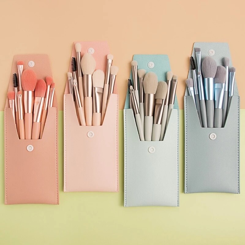 8 Mini Portable Makeup Brushes Set with Bag Liquid Foundation Blush Eyeshadow Powder Cosmetic Brush Beauty Tools