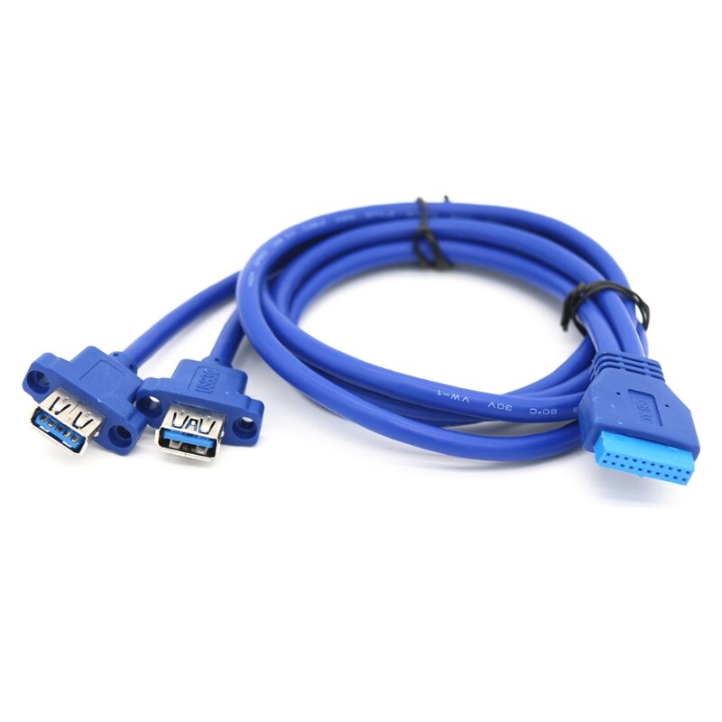 5gbps usb3.0 to 20pin extension cable motherboard 2xusb3.0 20p chassis rear pci baffle line 20in