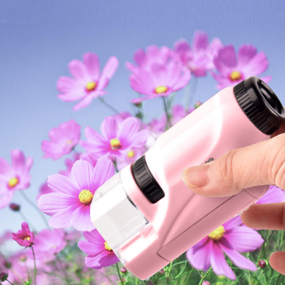 Mini Pocket Microscope Kit 60X-120X Handheld Microscope with LED Light for Kids