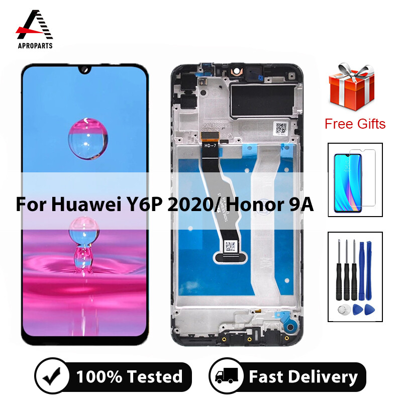 6.3” top quality lcd for huawei y6p 2020 honor 9a display touch screen digitizer assembly replacement no dead pixel + free tools