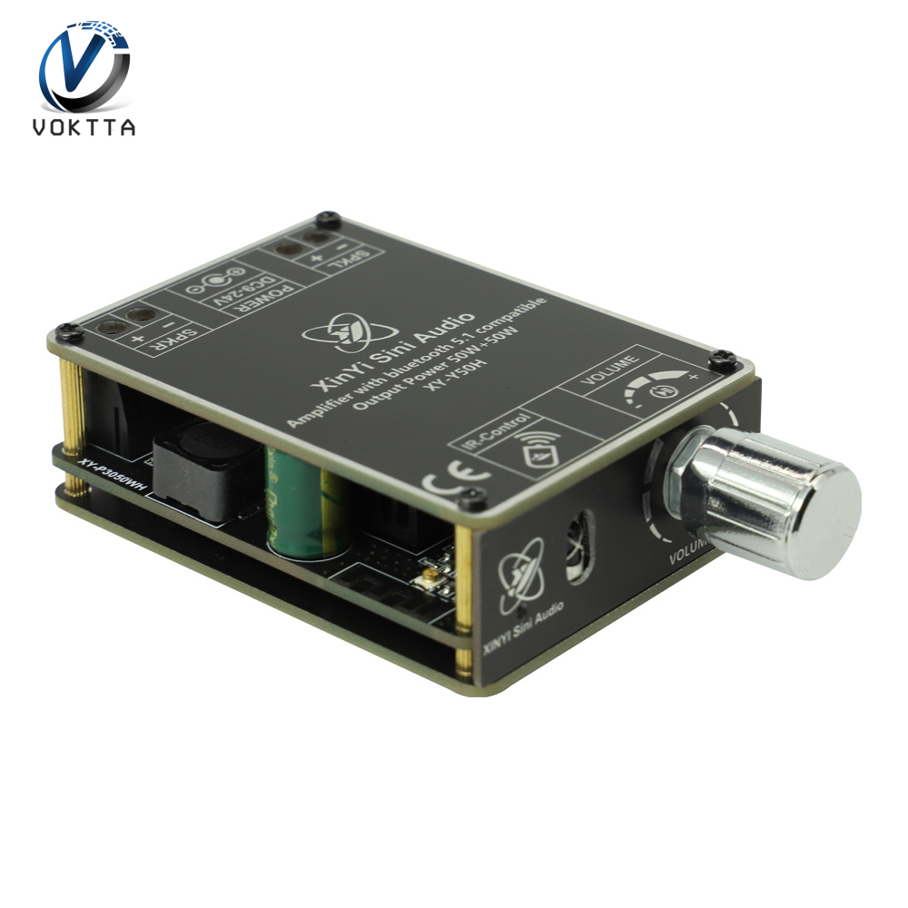 Voktta dc9-24v hifi level 50w * 2 stereo bluetooth digital power amplifier module tpa3116 with remote control y50h