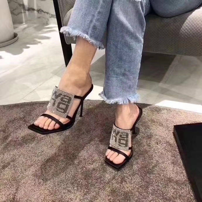New Arrival July 2020 Women Open Toe PU Club Heeled Sandals Evening Formal Rhinestone Stiletto Heel Buckle