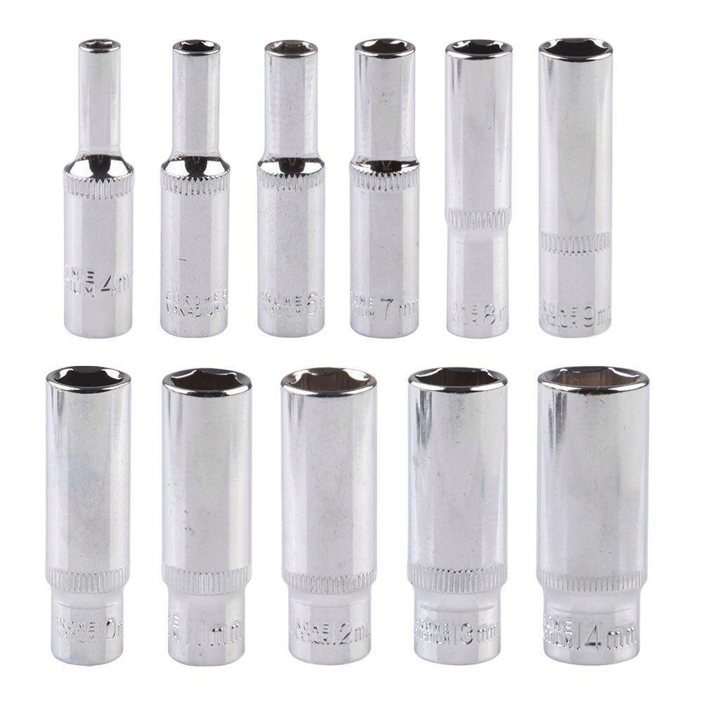 1/4 Inch 4-14Mm Cờ Lê Ổ Lục Giác Đầu Dụng Cụ Bánh Cóc Măng Sông Sâu Bộ Chuyển Đổi Ổ Cắm