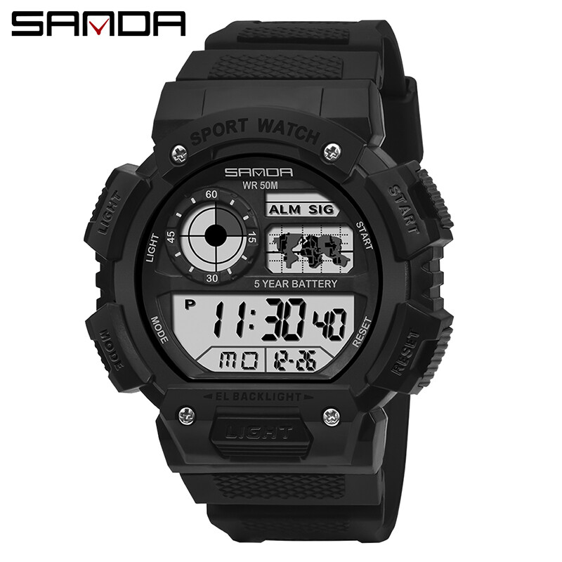 SANDA New Listing Original Sports Waterproof Digital Watch Multi-function Mens Watch Digital Men's Fashion Luxury Men's Watch Leisure Multi-function Watch 6009