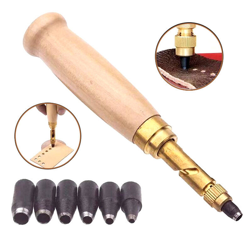 6 Cái/bộ Máy Đục Lỗ Thắt Lưng Tự Động 1.5-4Mm Máy Đục Lỗ Xoay Câm Dài Có Thể Thay Thế, Dụng Cụ Làm Đồ Da Thủ Công