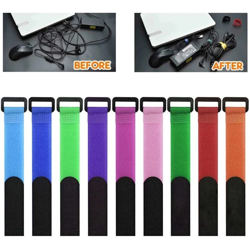 Băng keo dán cố định tự dính khóa dây đeo Khóa dán Velcro ni-lông móc có thể tái sử dụng dây dây buộc cáp và quản lý cáp vòng lặp nhanh 20/30cm