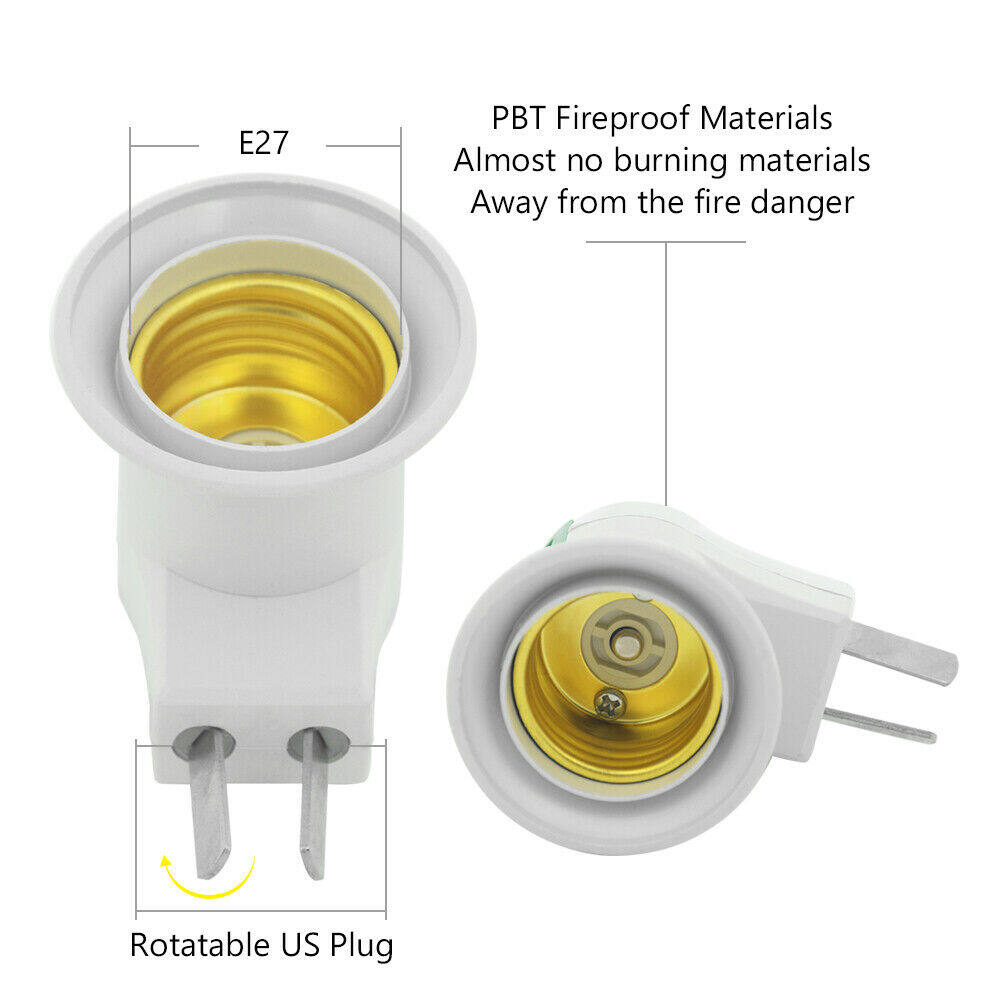 5X E27 Bóng Đèn Ổ Cắm Chủ Plug-In Adaptor Vít Cơ Sở Đèn Tường US EU Cắm