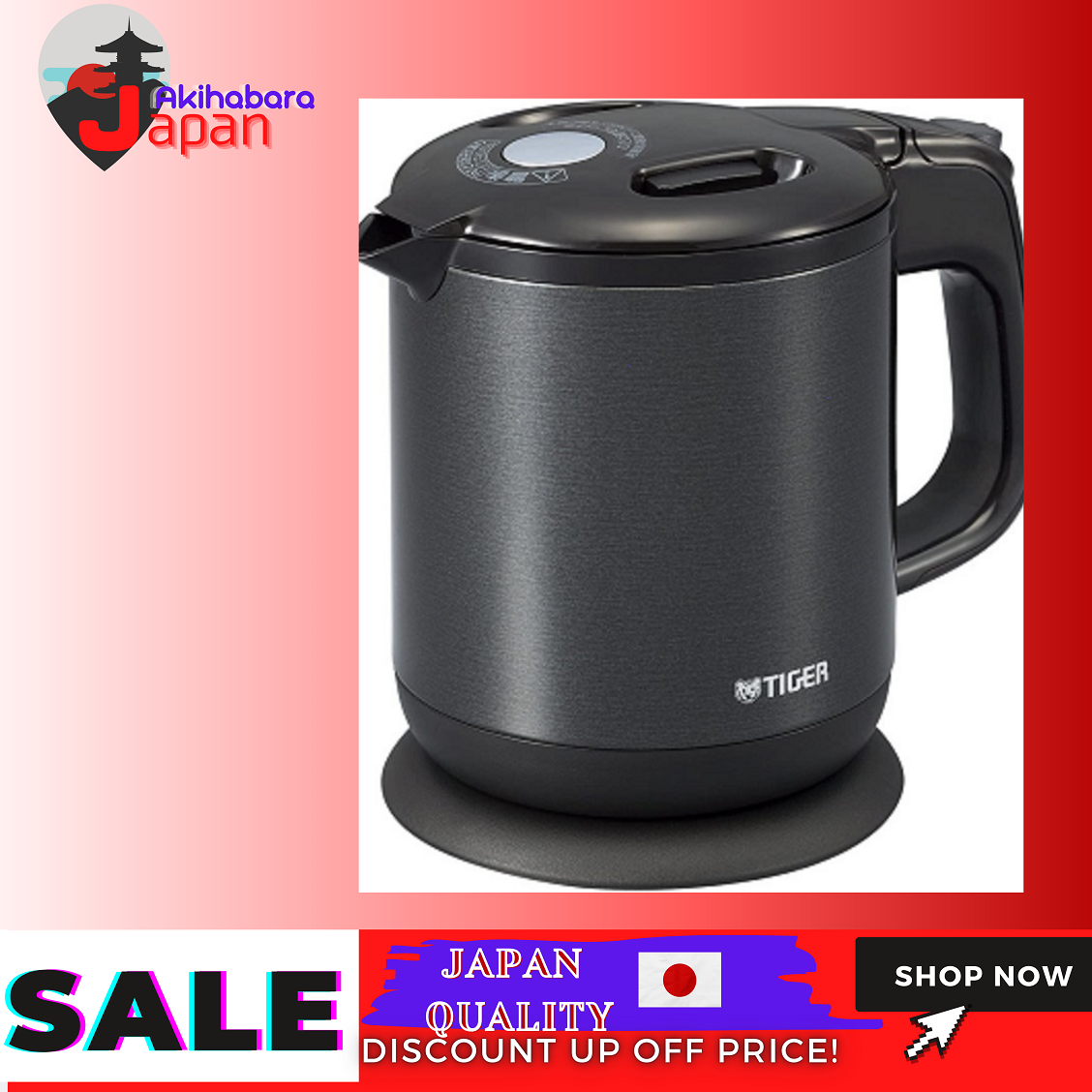 [100 Japan Import Original] Tiger Electric Kettle 600ml Pearl Black