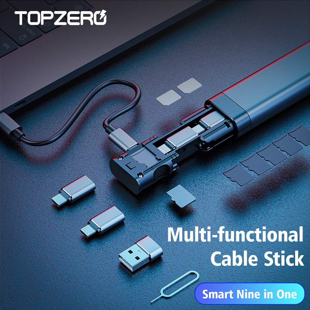 TOPZERO 9-IN-1 Multi-function Prtable Adapter Card Storage Data Cable USB Box Universal for SIM KIT TF Card Memory Reader