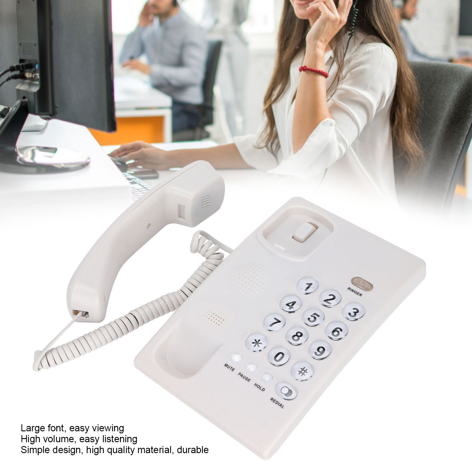 Desktop Phone Simple High Volume Landline Phone Large Button for Home