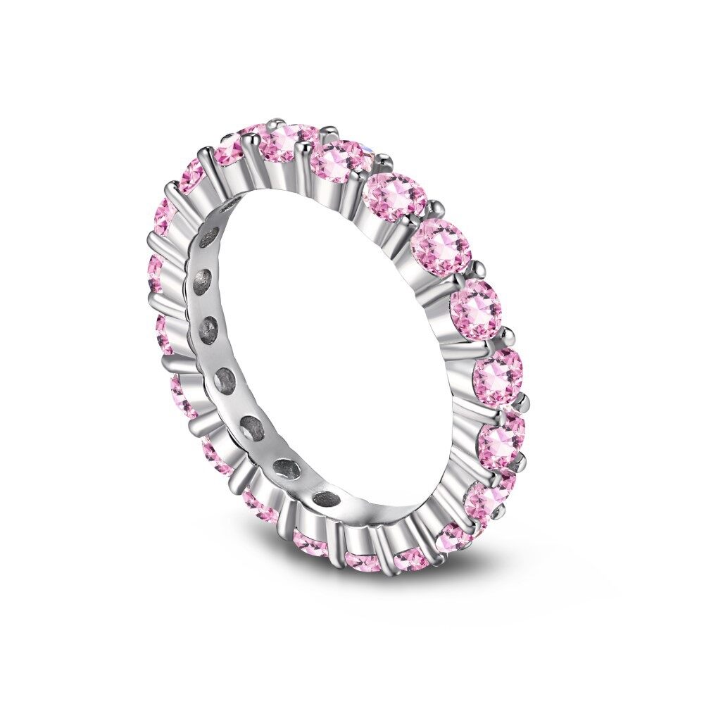 Bestone S925 Sterling Silver Ring Women's Light Luxury Fashion Cute Peach Heart Temperament Pink Diamond Ring