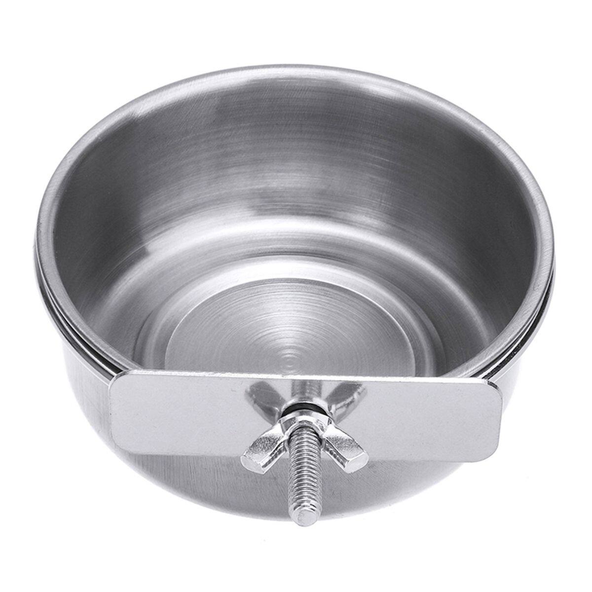 ANIMAL Parakeet Lovebird Finches Pet Stainless Steel Hamster Food Dish Clamp-on Water Drinker Parrot Feeding Bowl Cage Cup Bird Feeder