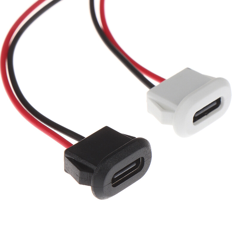 Ministar 2Pin USB-C TypeC Waterproof USB Connector Direct Compression Female Base Female Socket Charging Interface With Welding Wire Waterproof Socket