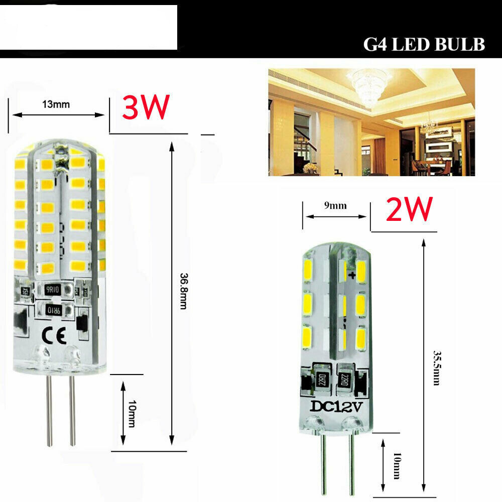 Bóng Đèn Led ERANPO Mini G4 Đèn Silicon 42LED 3W 12V/AC220V 3014SMD, Trắng Ấm/Trắng Đèn LED Góc 360 Độ