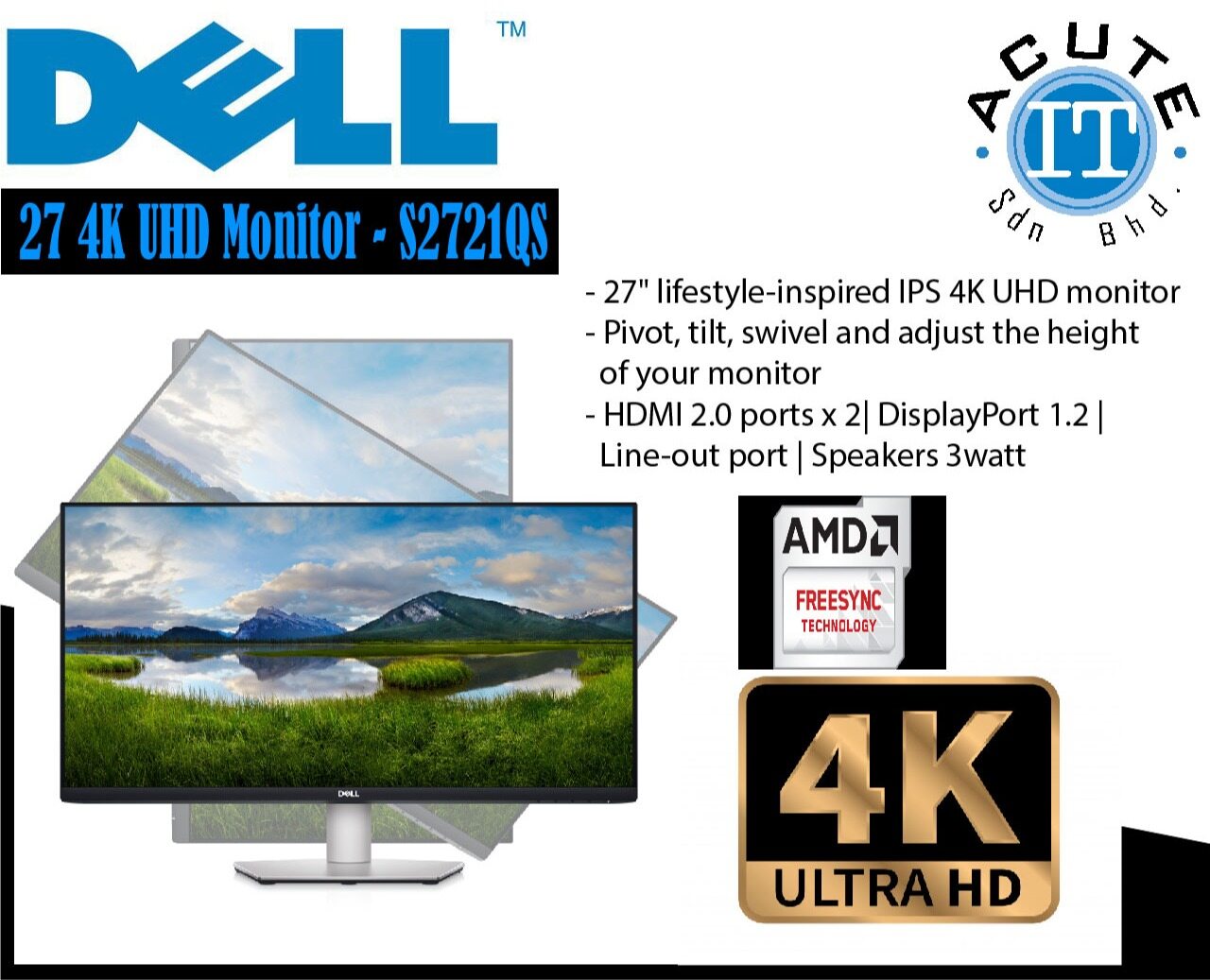 Dell 27 4K UHD Monitor S2721QS Lazada