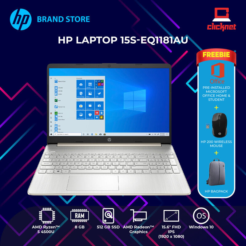 HP 15S-EQ1181AU (Ryzen5-4500U, 8GB, 512GB SSD, 15.6FHD, W10 H&S) Malaysia