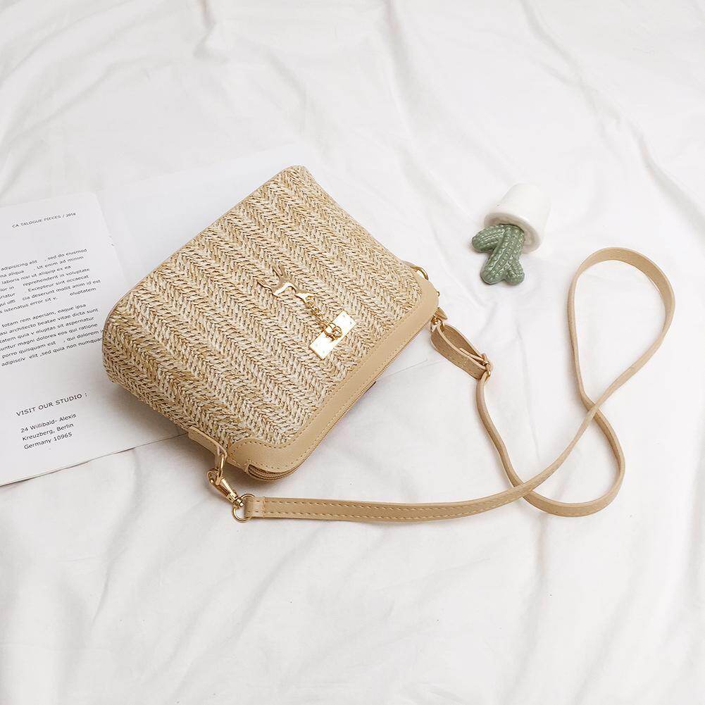 [Pinfect] Fashion Vintage Straw Women Crossbody Bag Boho Beach Shoulder Messenger Zip Handbag