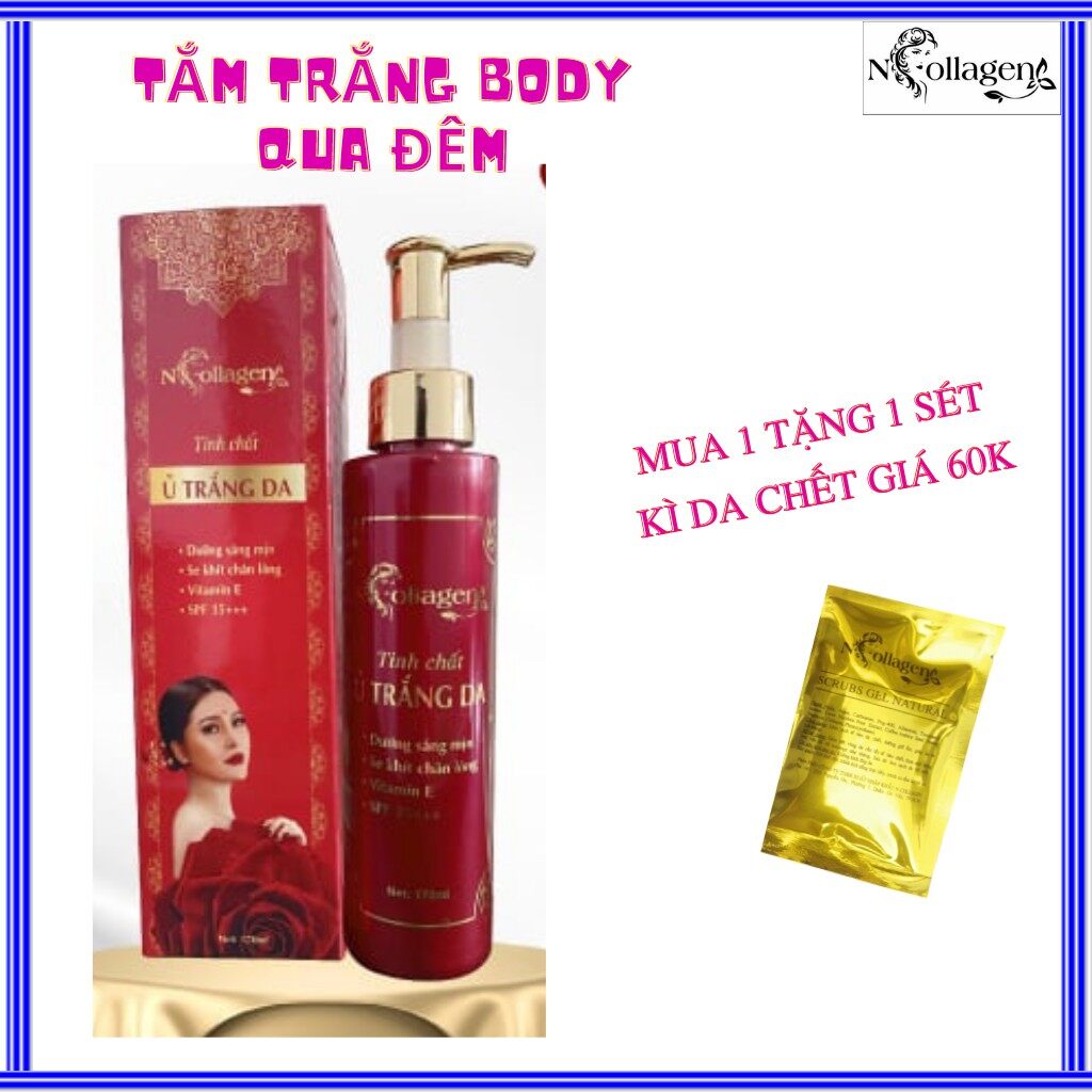 TINH CHẤT Ủ TRẮNG BODY N.COLLAGEN (Giúp kích thích trắng nhanh làn da s.ạ.m đen da mau hấp thụ kem QUA ĐÊM).