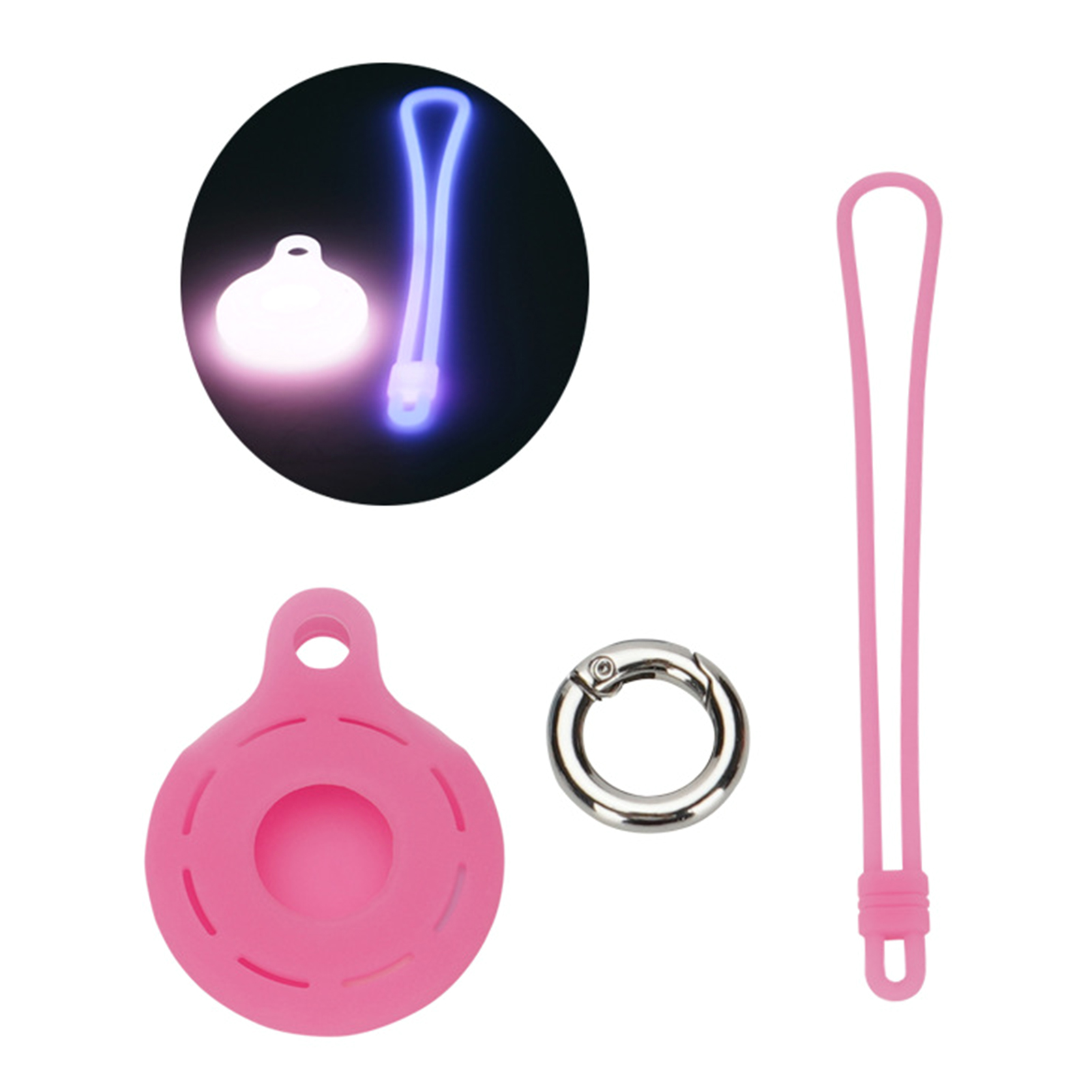 Tracker Protective Cover Luminous Anti-scratch Shockproof Dustproof Wear-resistant Secure Holder Soft Silicone Locator Protector Case with Lanyard for Airtag Locator Protective Cover