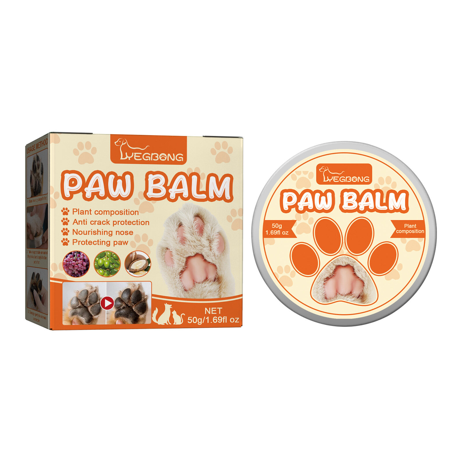 YEGBONG Safety Health Anticracking Pet Paw Care Creams Ointment for Dog Cat Paw Moisturizing