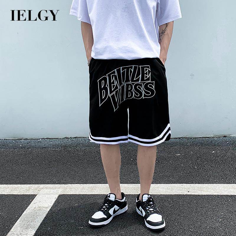 IELGY 【M-3XL】Men's Sports Shorts Street Hip Hop Five Points Embroidered Casual Basketball Pants
