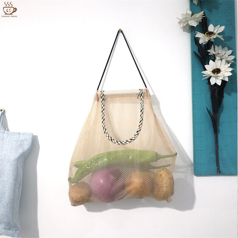 Hanging Mesh Net Storage Bags / Garlic Onion Hanging Bag Storage Bag Organizer/Foldable Net String Bag / Reusable Fruit Vegetables Storage Basket Totes/ Bathroom Bath Toy Bag/ Storage Bag for Kitchen Bathroom