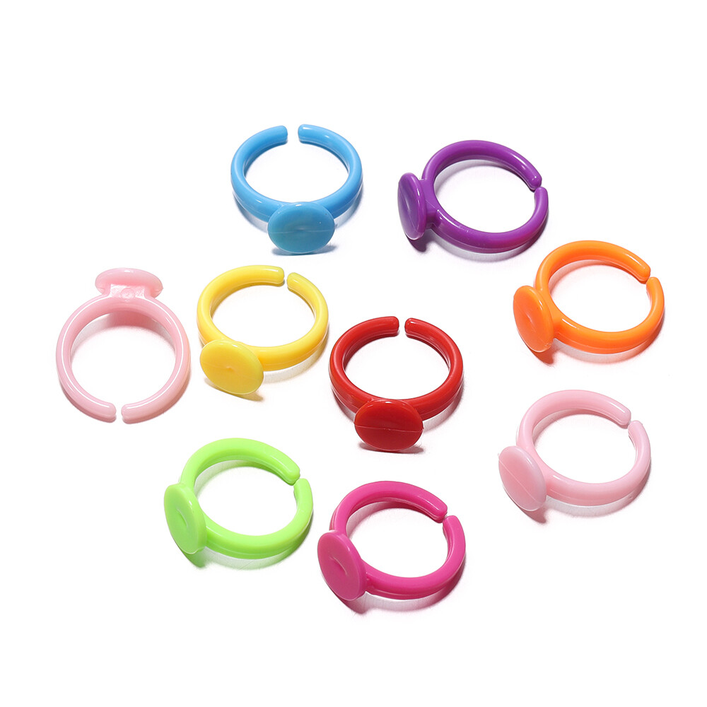 T. kunkka 20 cái/túi 18mm nhựa màu Vòng cơ sở cho tự làm trang sức nhẫn