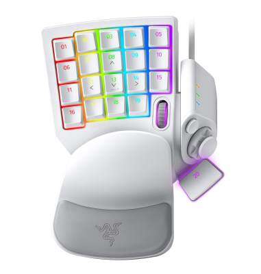 Razer tartarus Pro MERCURY White left Hand Key Pad 20 possible TO customize The 8 Direction thumbpad 32 Key All with Analog Operation SWITCH WHEEL RZ07-03110200-R3M1