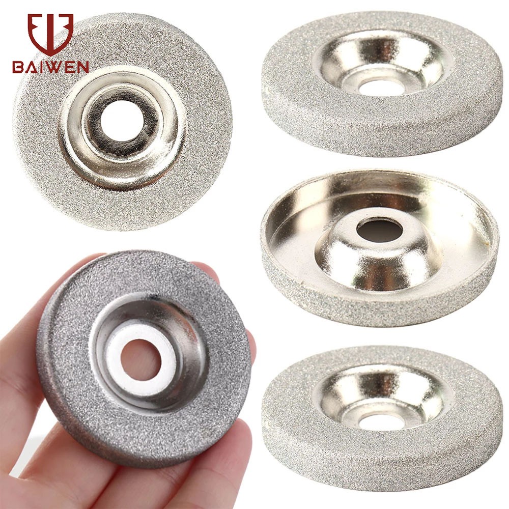 BAI WEN Bánh Mài Kim Cương 50Mm 2 Inch 150/180/360 Grit Đĩa Mài Đá Cốc Bánh Mài Cắt Góc Phụ Kiện Dụng Cụ Quay 2/5/6 Cái